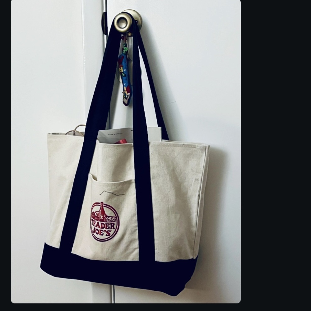 Trader Joe’s Navy and White Large Tote Bag - Picture 3 of 6